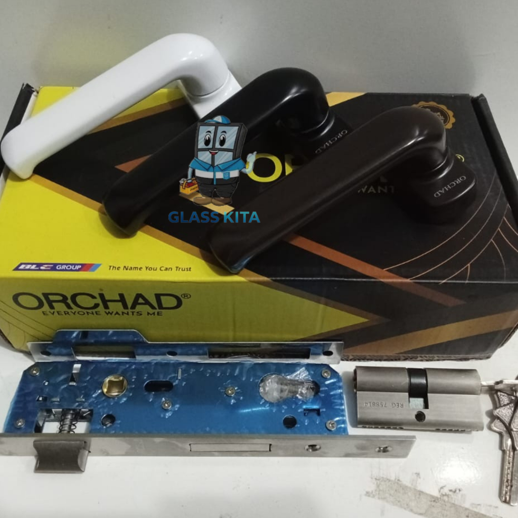 Handle set pintu aluminium/kunci pintu A31 1 set komplit