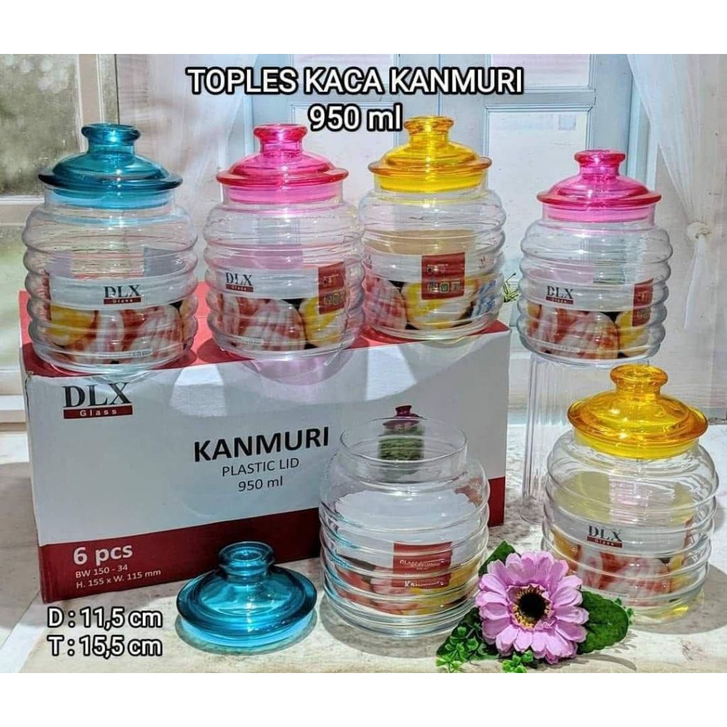 BUDAYA MEMBACA SEBELUM ORDER DLX Toples Kaca Nuri Plastic LID 1100 ml Tutup Plastik Warna