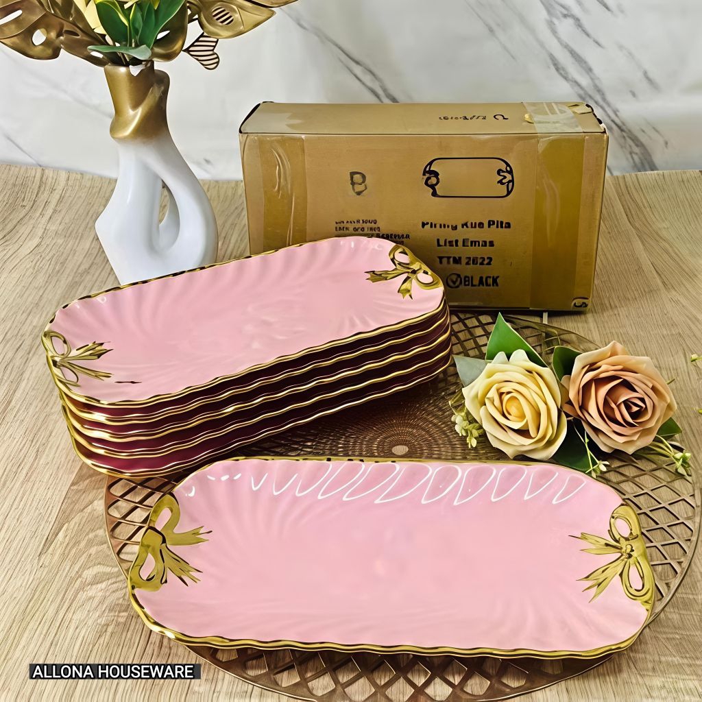 PIRING KUE PERSEGI SET 6 PCS KERAMIK THIBA-TIBA