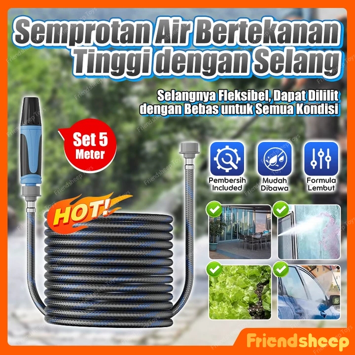 Selang Air Tahan Ledak Anti Kusut, Jet Kuat! Multi Fungsi Cuci Mobil Siram Tanaman + Quick Connector