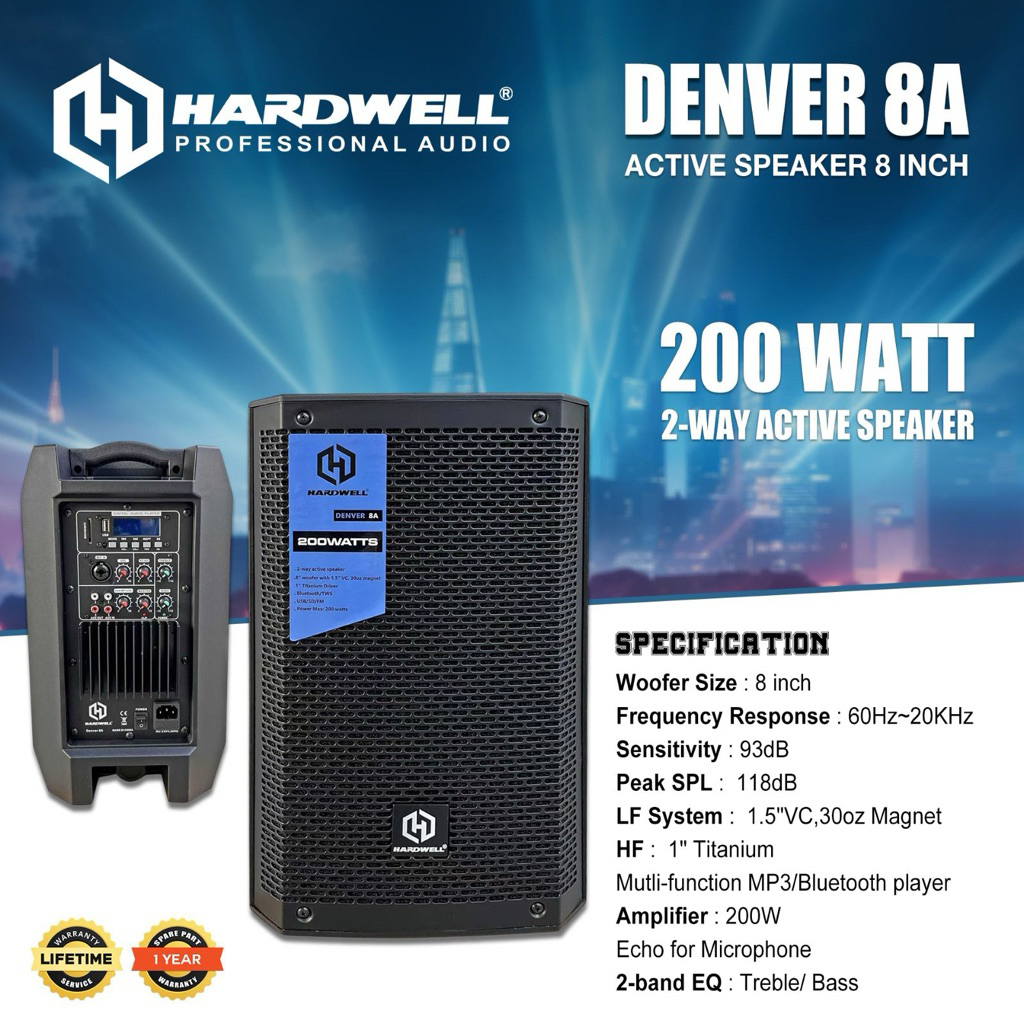 Speaker Aktif Hardwell Denver 8A Original Speaker Aktif 8inch