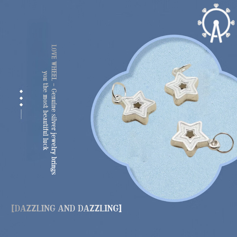 LOVE WHEEL{S999 Pure Silver Product}Perhiasan Liontin Bintang 5 Perak Murni 999 | Gelang & Kalung DI