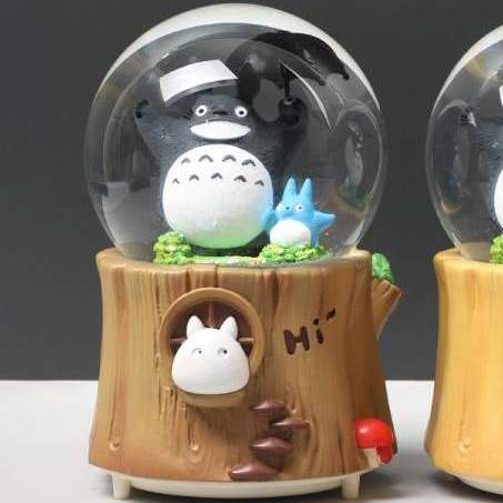 Fitur Lengkap  Premium Snowball Bola Musik Kaca Salju  Boneka Bergerak Salju Otomatis Totoro Brown