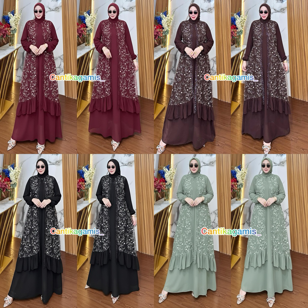 Gamis Ceruty Brokat Sabyan Swarovski Cantik Elegan