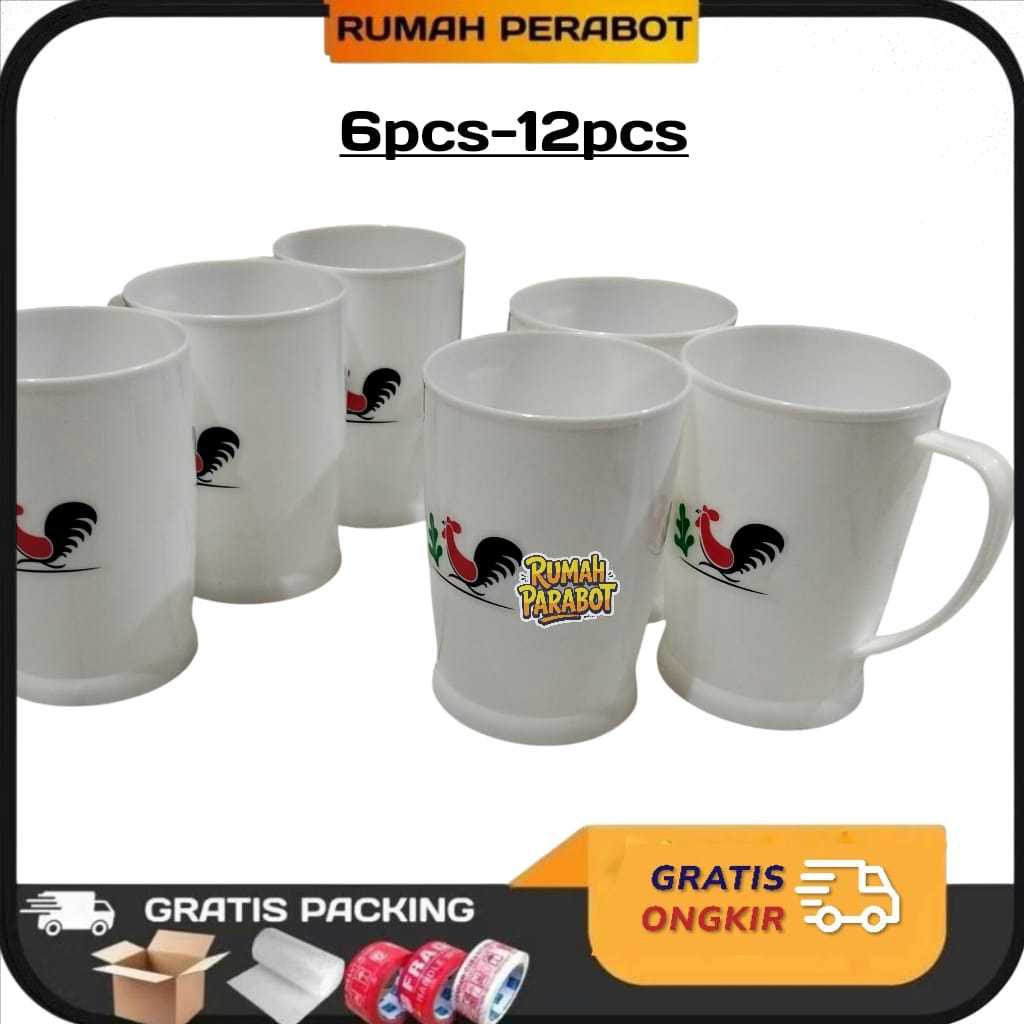 [6PCS-12PCS] 1 Lusin Cangkir Jumbo Plastik Ayam Jago / Gelas Plastik Ayam