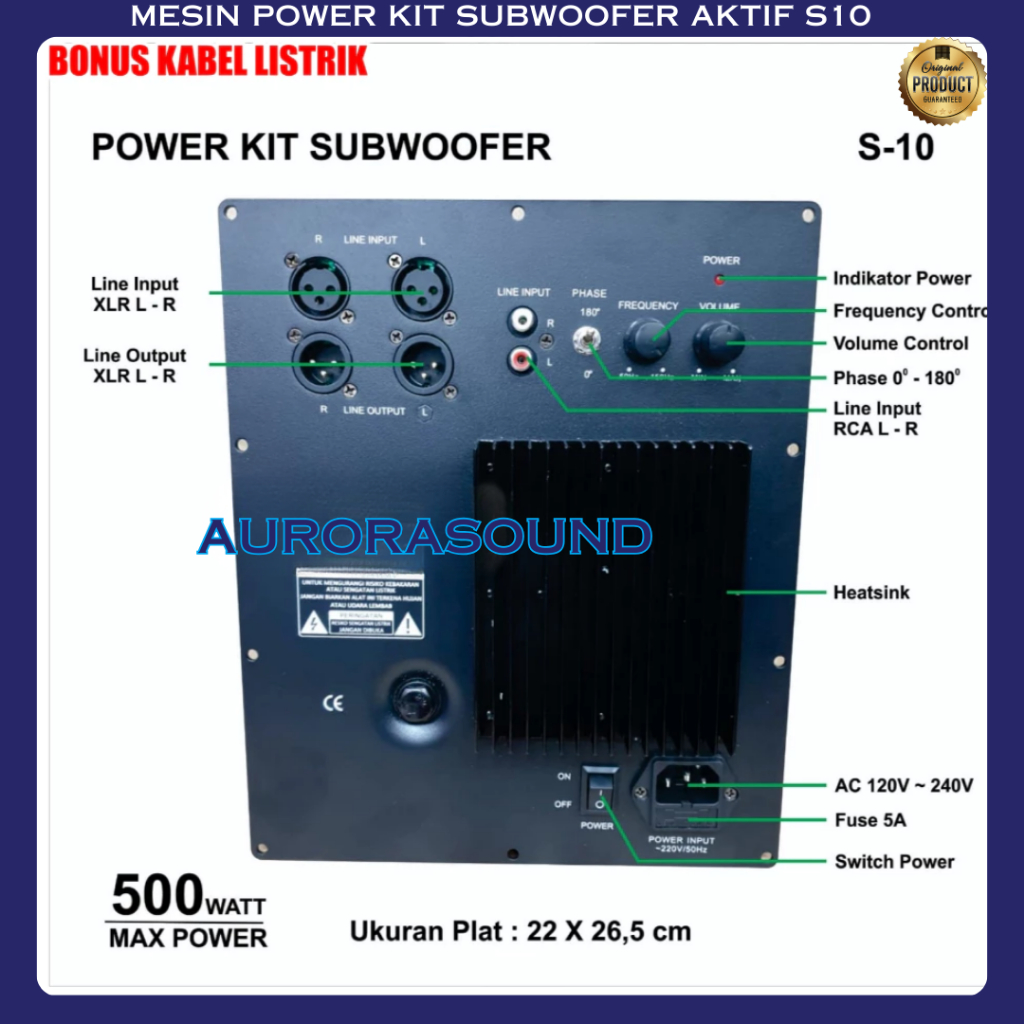 POWER KIT SUBWOOFER AKTIF S10 AMPLIFIER AMPLI SUB ACTIVE MESIN POWER KIT S-10 BISA 12IN 15IN 18IN BA