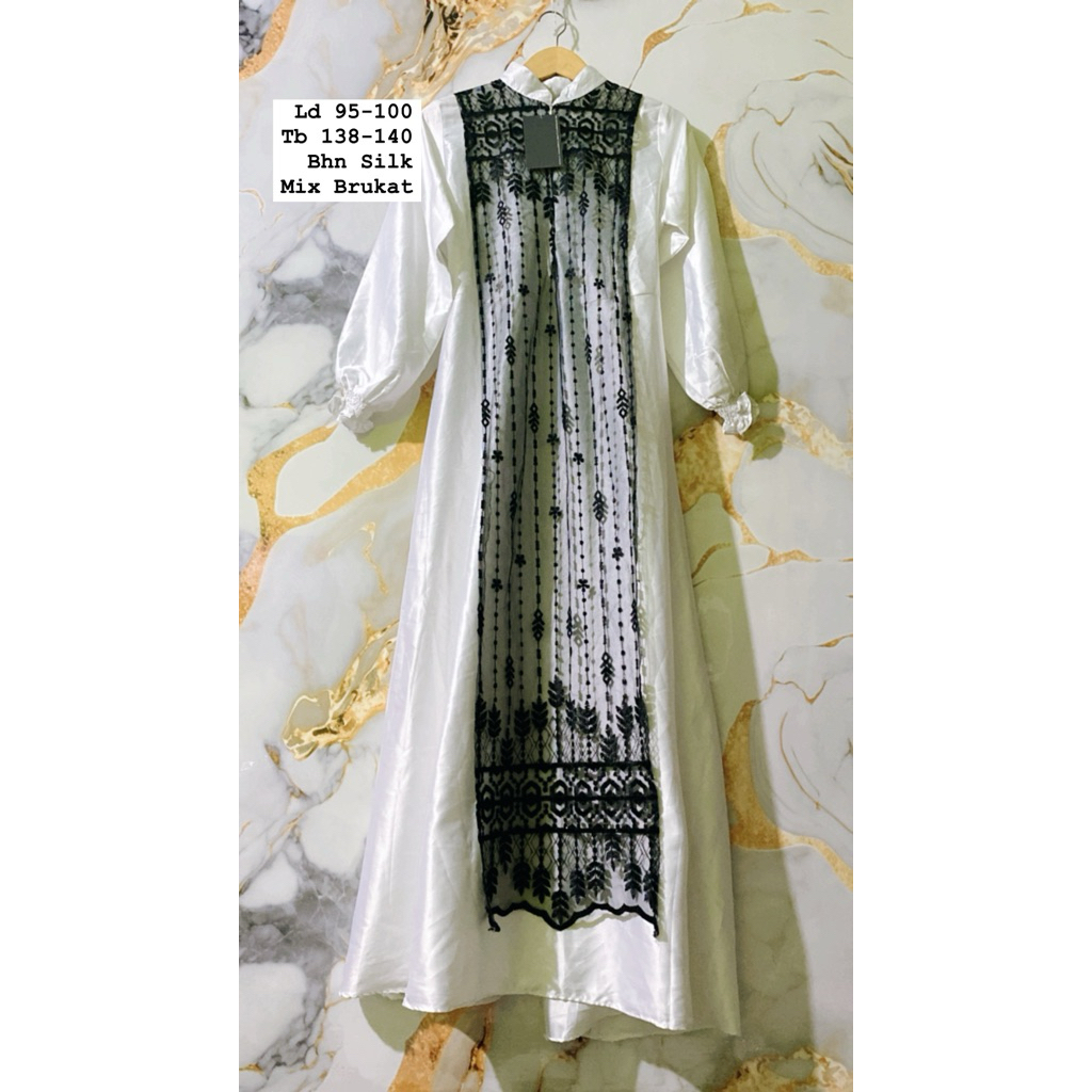 PL NEW Gamis Wanita Warna Putih Mewah Pesta