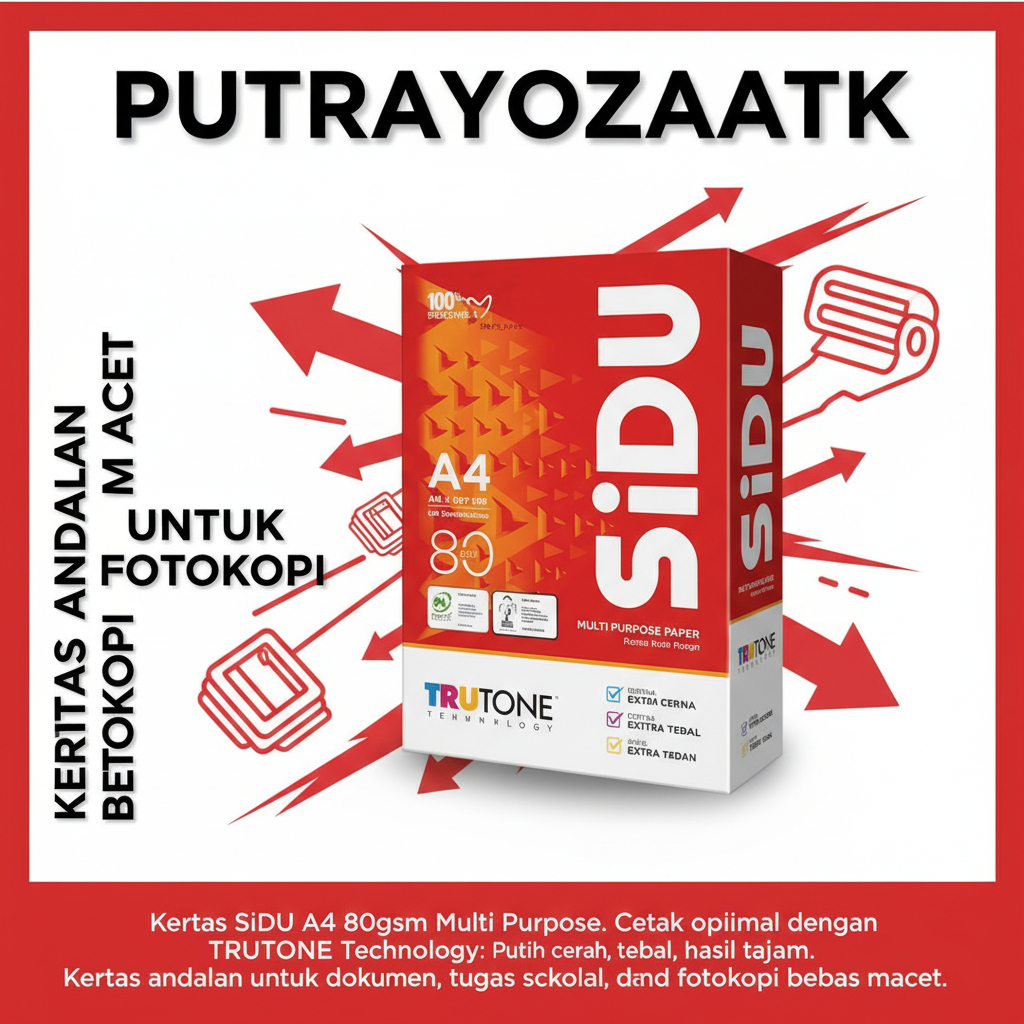 KERTAS HVS A4 SIDU 80GSM MERAH 1 RIM / HVS SIDU TRUTONE A4 80 GSM