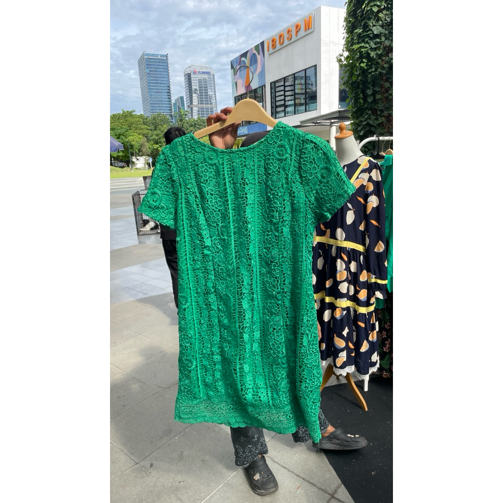 [PRELOVED] Dress Brokat Natal Hijau