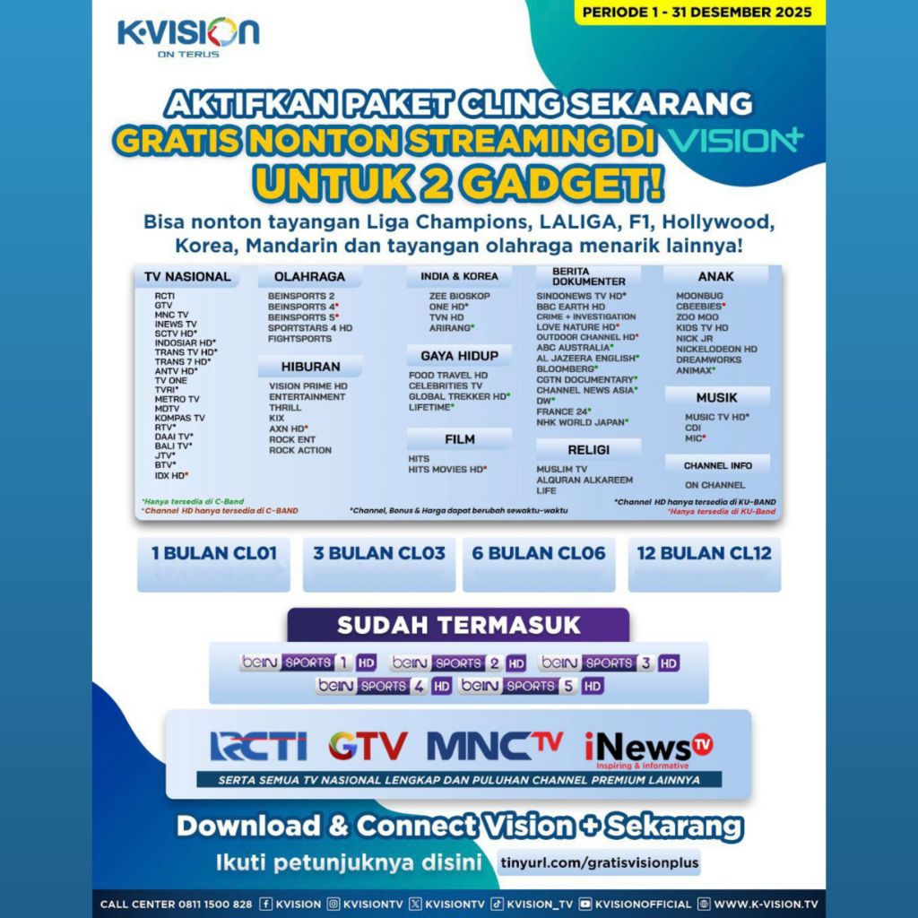 Paket Cling 12Bulan | Receiver K-Vision