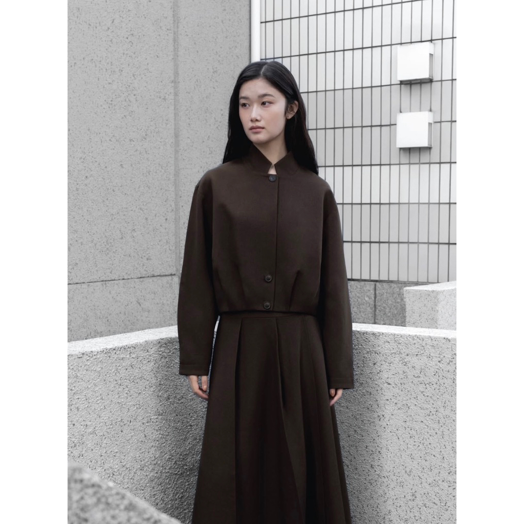 JEDDA SEMI DAMI BLAZER MOKA FOLDED VEST BISTRE GRAIN