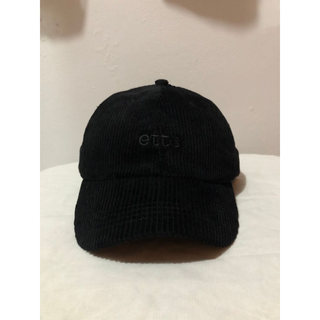 ETTO POLO CAPS BLACK - Topi style polo caps bahan Corduroy hitam