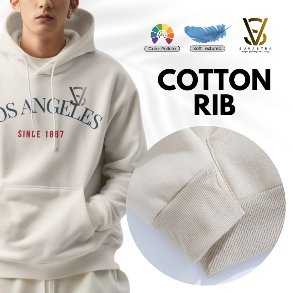 Bahan Kain Rib Katun/Cotton Rib Warna Cream Per 0.5 Meter