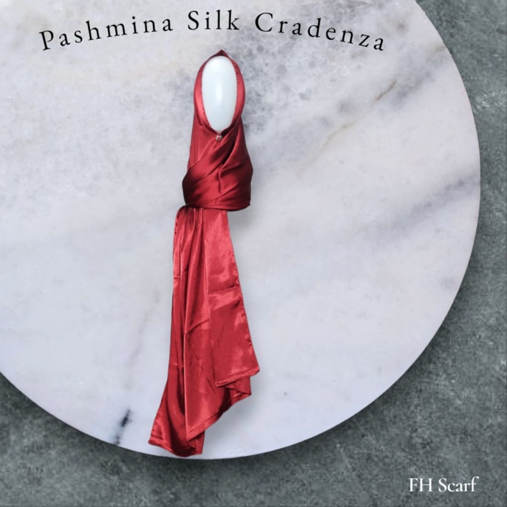 Kerudung Hijab Jilbab Pashmina Silk Cradenza Merk FH Scarf Merah Marun Tua Murah