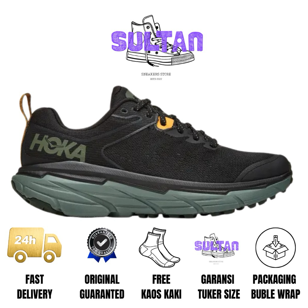 Sepatu Trail Run Hoka Challenger ATR 6 Black Thyme Original