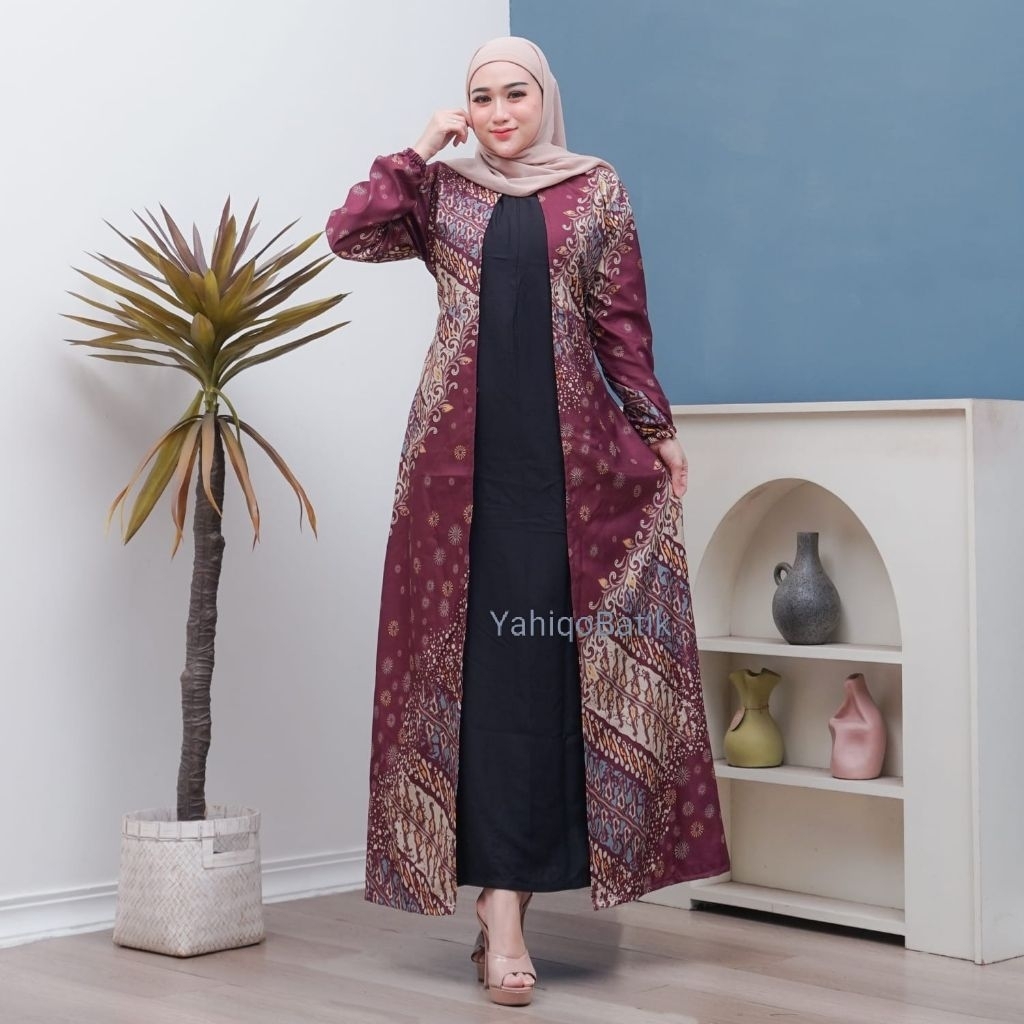 Gamis Batik Jetblack Busui Jumbo LD100 LD110 LD120 LD130 Baju Pesta Wanita Muslimah kombinasi Terbar