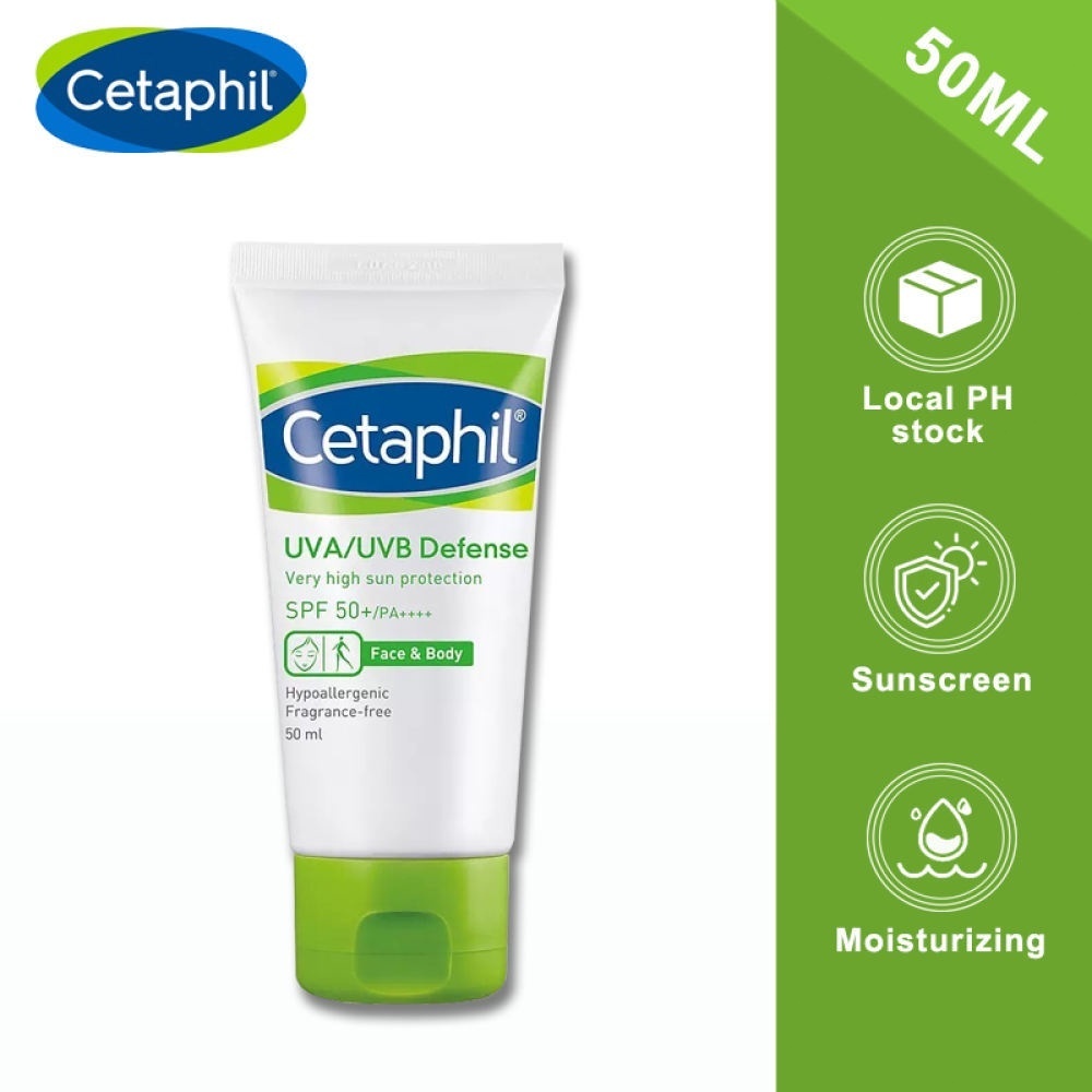 Cetaphil UVA/UVB Defense Sunscreen SPF50+ PA++++ 50ml Tabir Surya Sunblock untuk Perawatan Wajah