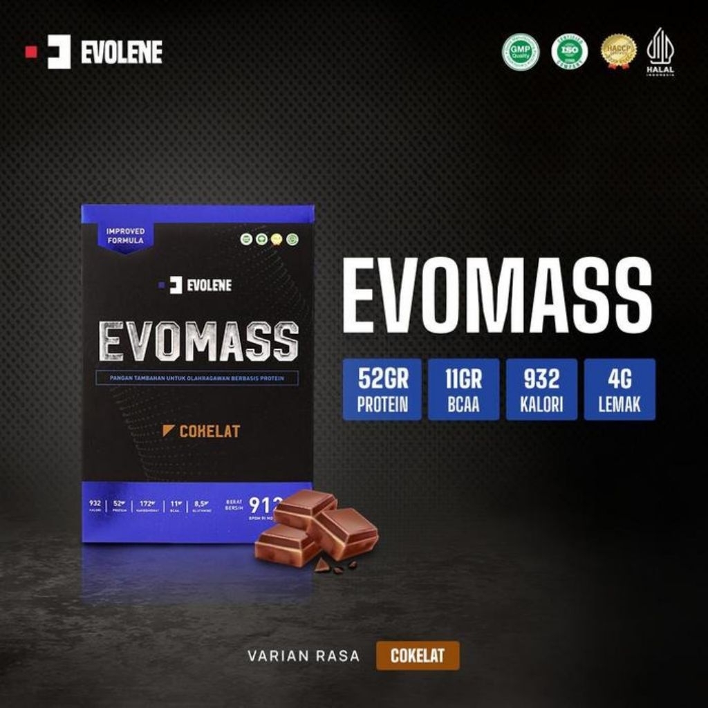 (PROMO) Evolene EVOMASS Gainer 2 lbs Evo Mass Evosorption 900g