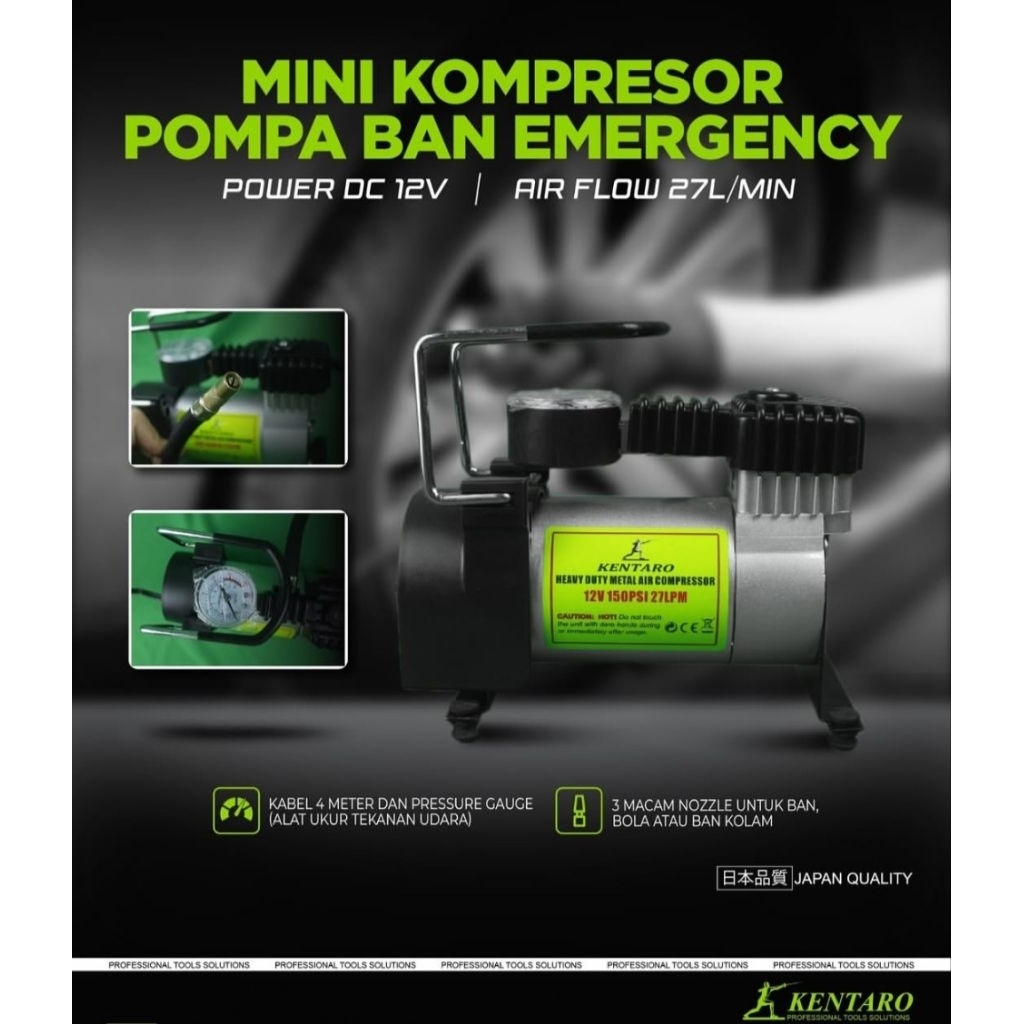 Kentaro Mini Kompresor Pompa Ban Emergency / kompresor Mini Portable 12v Kentaro