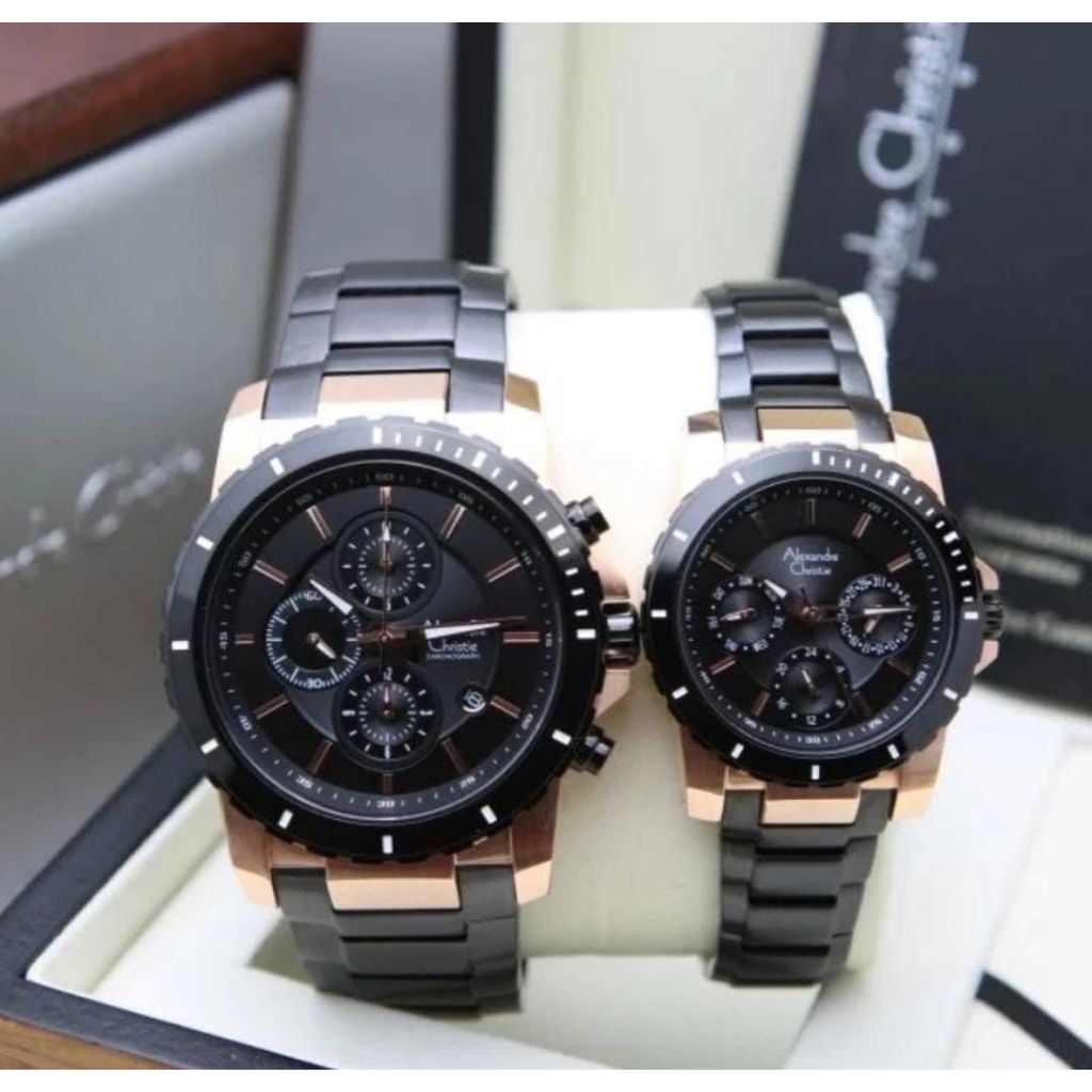 Jam Tangan Couple Alexandre Christie AC 6141 Rantai Besi