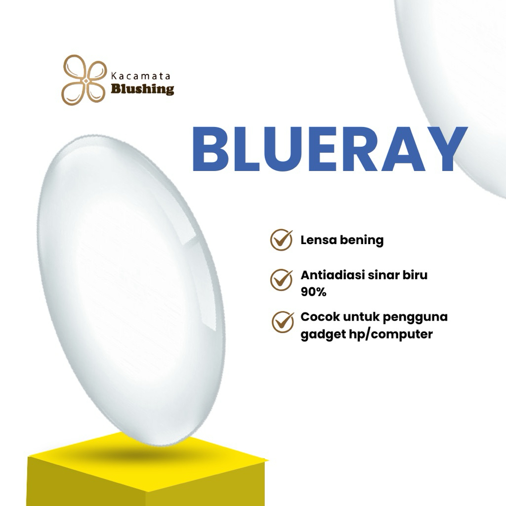 KACAMATA BLUSHING  – Lensa Blueray Khusus Pertipis Hi-Index 1.61 1.67 Antiradiasi