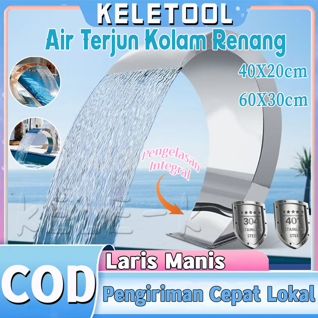 Air Terjun Kolam Renang Baja Tahan Karat Kolam Koi Terjun Air Mancur Kolam Renang 60x30cm Kolam Rena