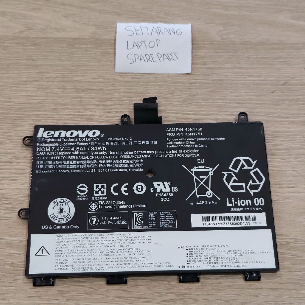BATERAI LENOVO THINKPAD YOGA 11E Baterry Batere Batre Second