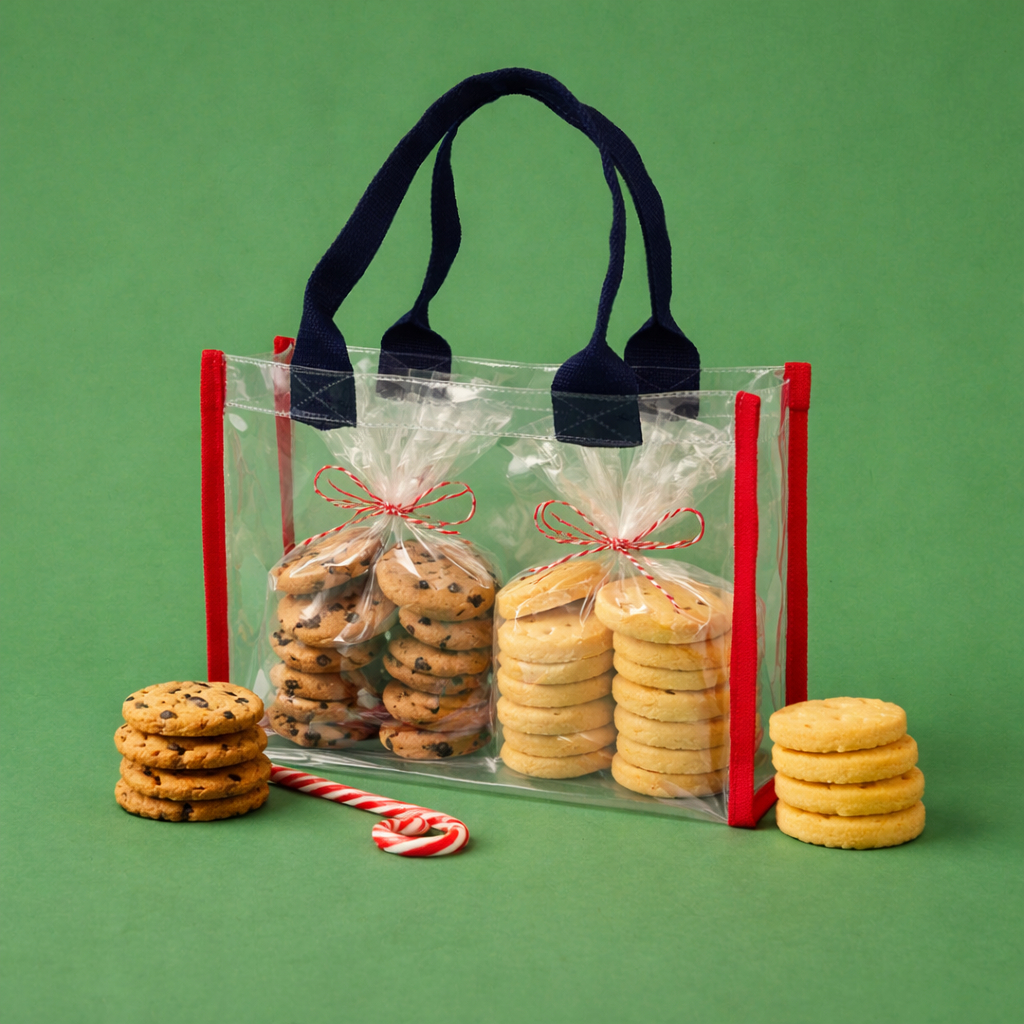 Tas hampers natal transparan tote bag transparent anti air PVC