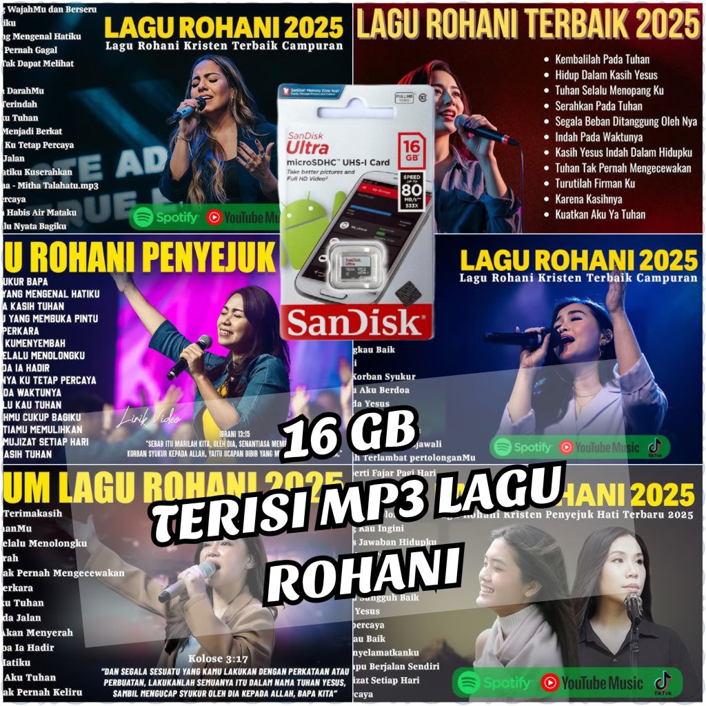 MMC 16GB - MEMORY CARD TERISI LAGU - SD CARD 16 GB - USB FLASH DISK TERISI MP3 LAGU ROHANI - USB BIS