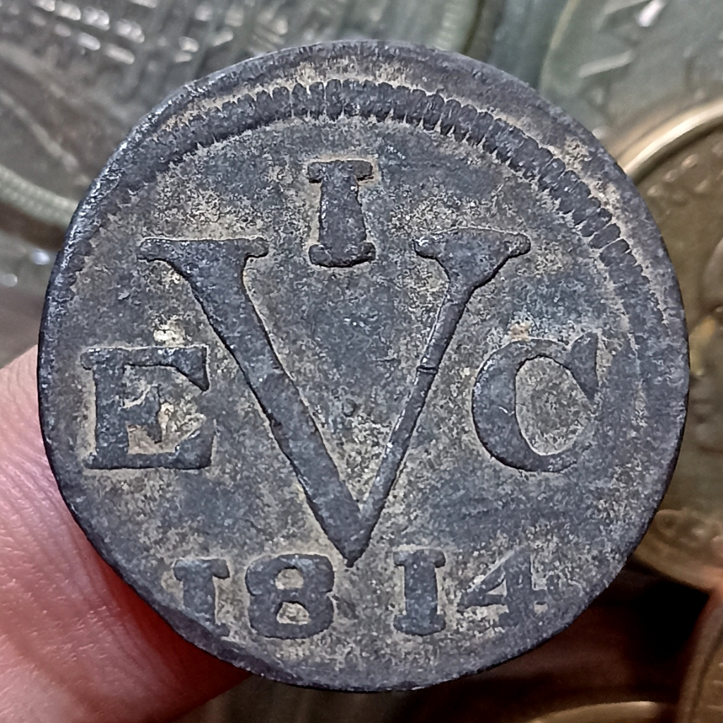 Koin Kuno Indonesia /Java (Indonesian States) 1 Duit Tahun 1814 Cetak Geser