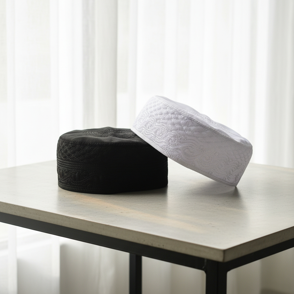 Peci Madinah / Peci Haji Hitam Dan Putih / Murah Meriah / Kopiyah Madinah tinggi 7cm