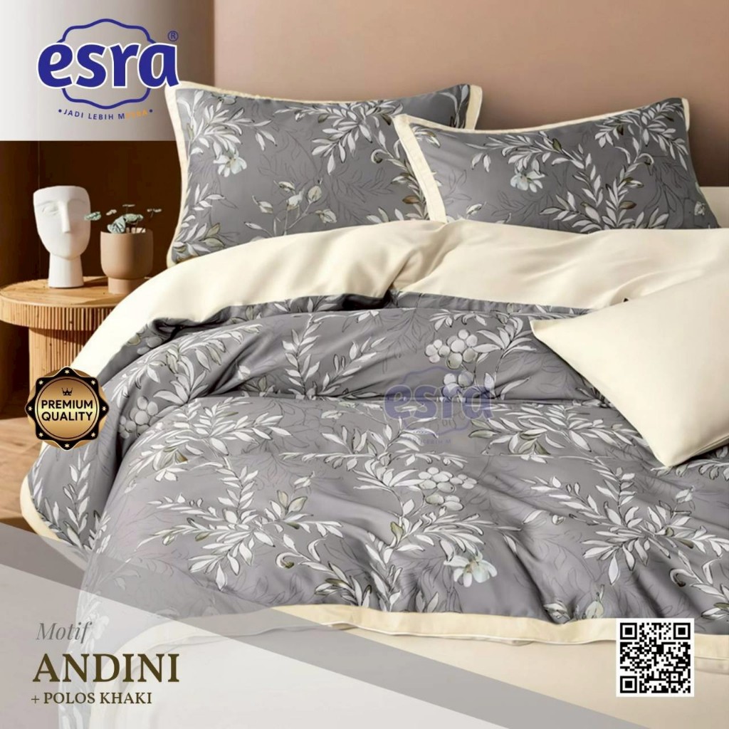 Bedcover Set Sprei Katun Lokal Premium Bunga Esra Andini Size Queen 160x200 King 180x200 Extra King 