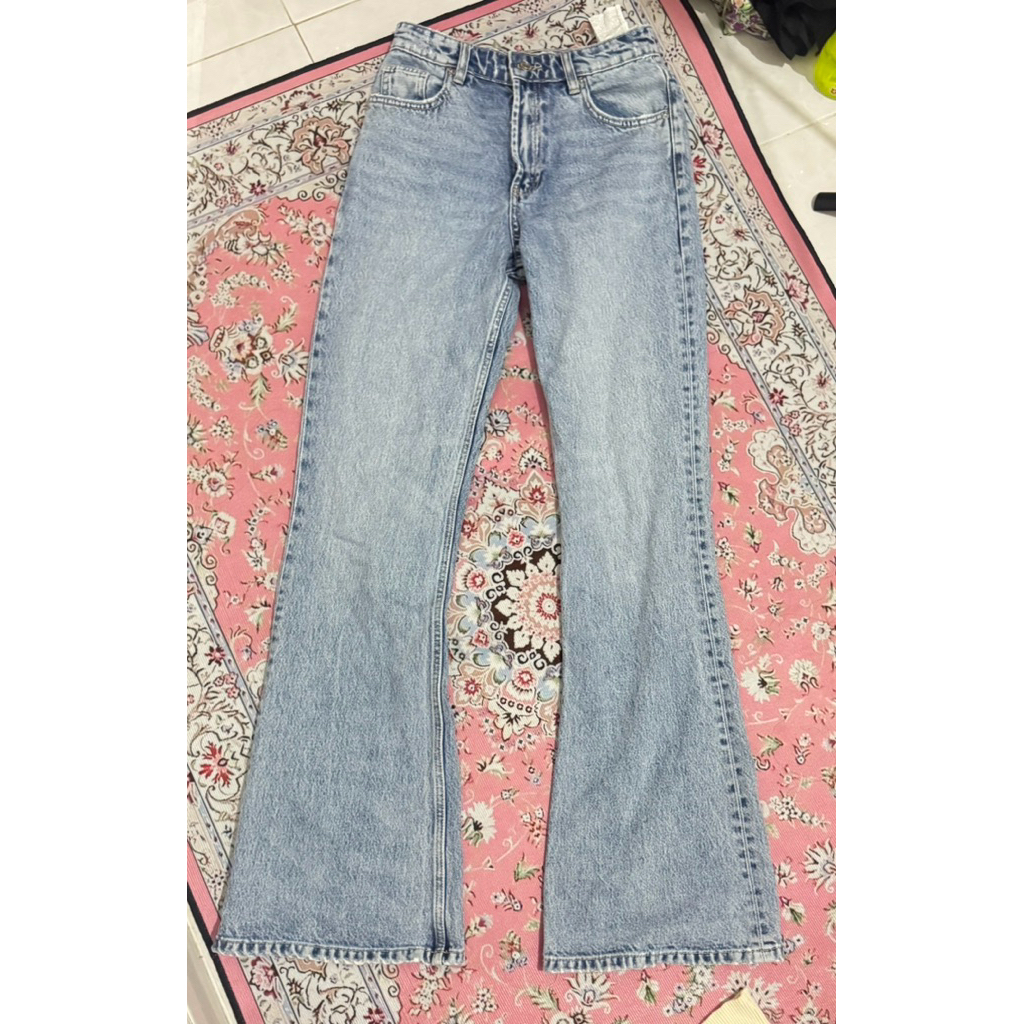 preloved zara flare jeans denim