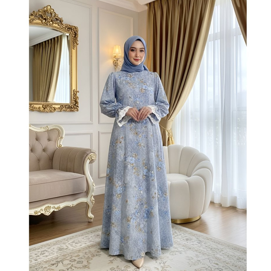 Meta Dress Eid Series Gamis Wanita Muslimah Bahan Jaguar Premium Adem dan Lembut