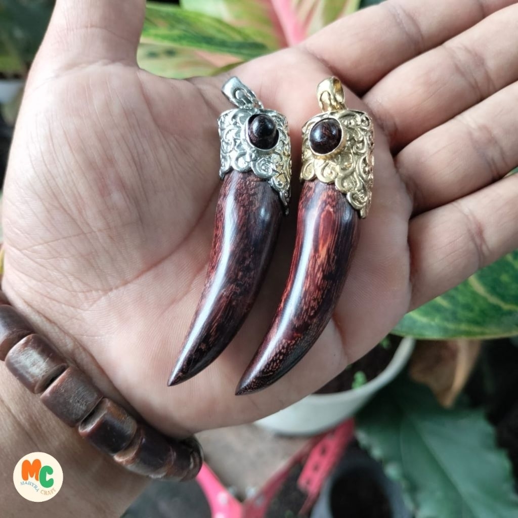 mahyracrafts | liontin kayu galih asem variasi alpaka / banduk kayu galih asem variasi alpaka