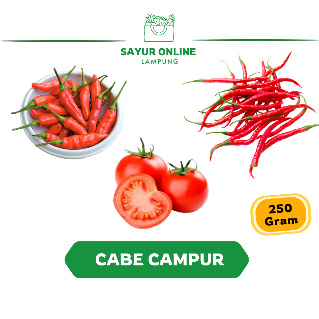 Cabe Setan ,Cabe Merah Keriting ,Tomat Paket 250gr - Sayur Online Lampung