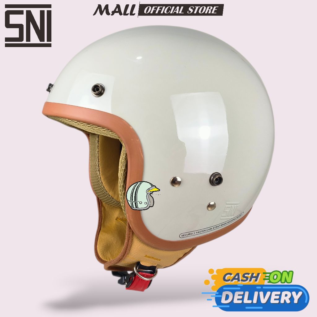 Helm bogo dewasa busa coklat full kulit SNI