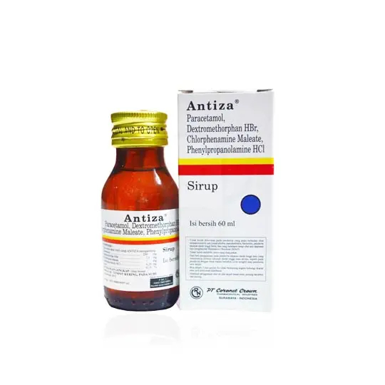 Antiza tersedia dalam betuk tablet ddan sirup - obat batuk dan flu