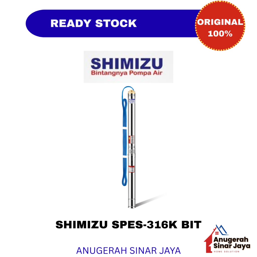 Submersible Pump SHIMIZU 0,75HP 3" SPES-316K BIT + Kabel / Pompa Satelit