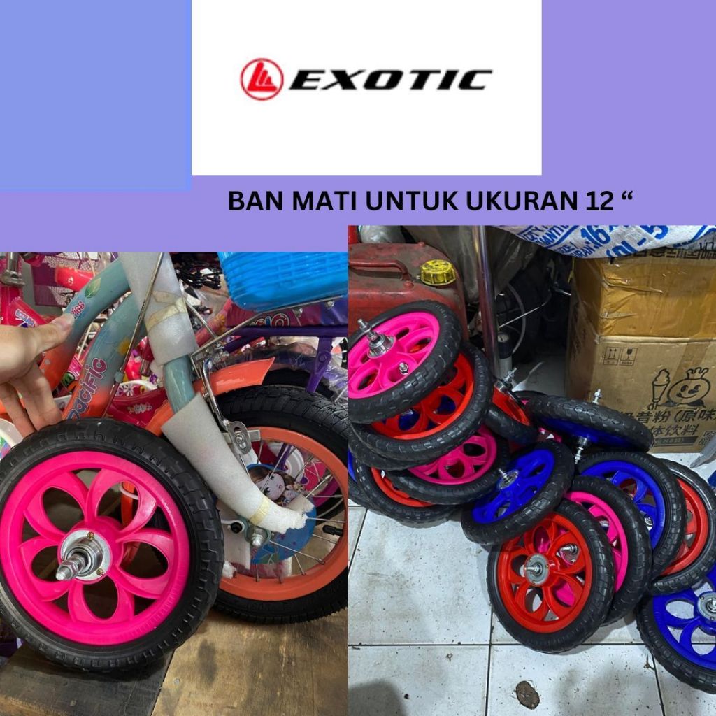 EXOTIC Roda Velg Ban Busa Mati Sepeda Anak Anak PVC Foam Fullset 1 Pasang Ukuran 12 1/2 x 2 1/4 Atau