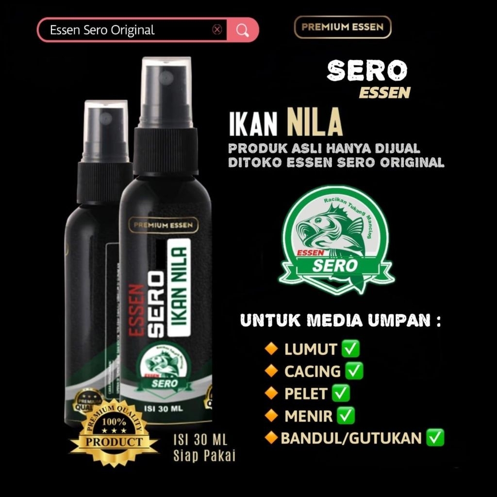 Essen Ikan Nila Babon/Indukan dan Ikan Nila Rame/Essen Sero Original 30ML Siap Pakai