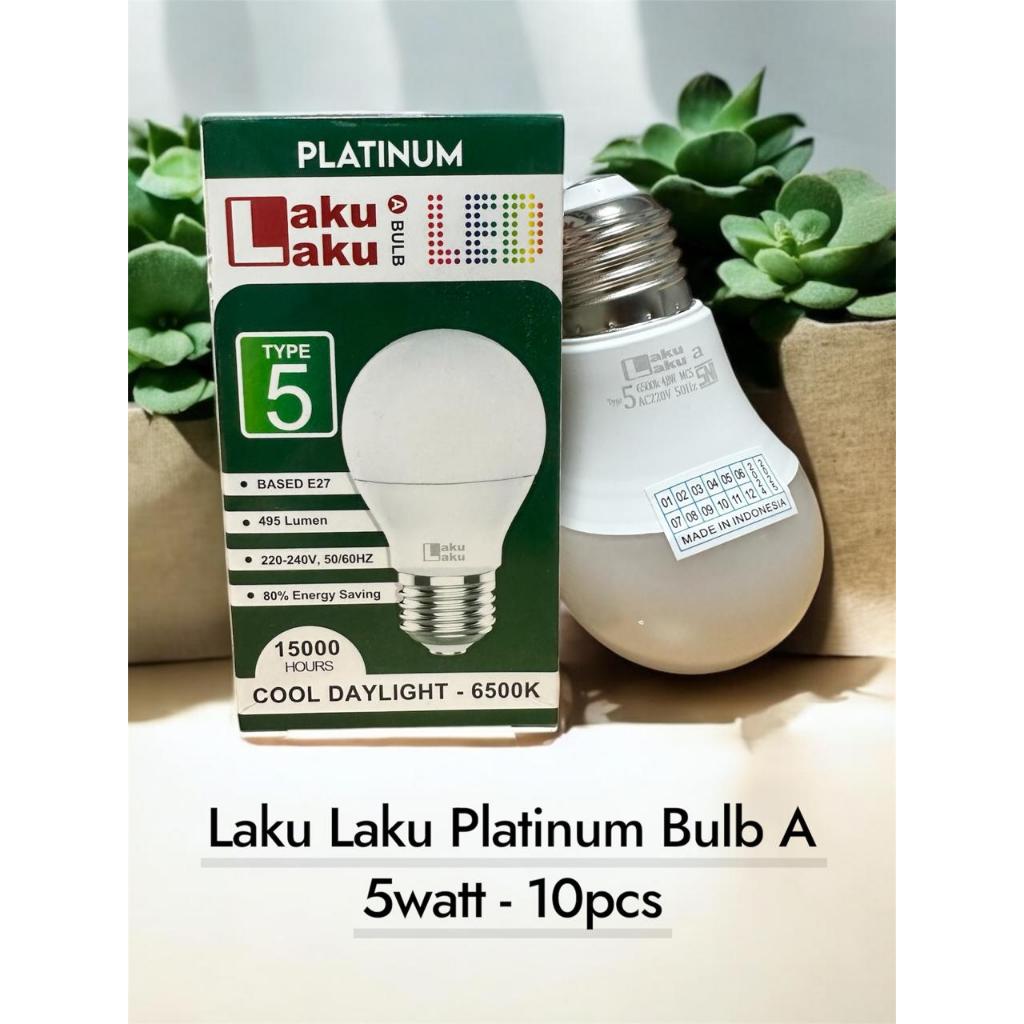 Lampu LED Laku Laku 5W Putih Terang Hemat Energi - LAMPU Lakulaku PLATINUM A 5W PAKET 10PCS - Bohlam