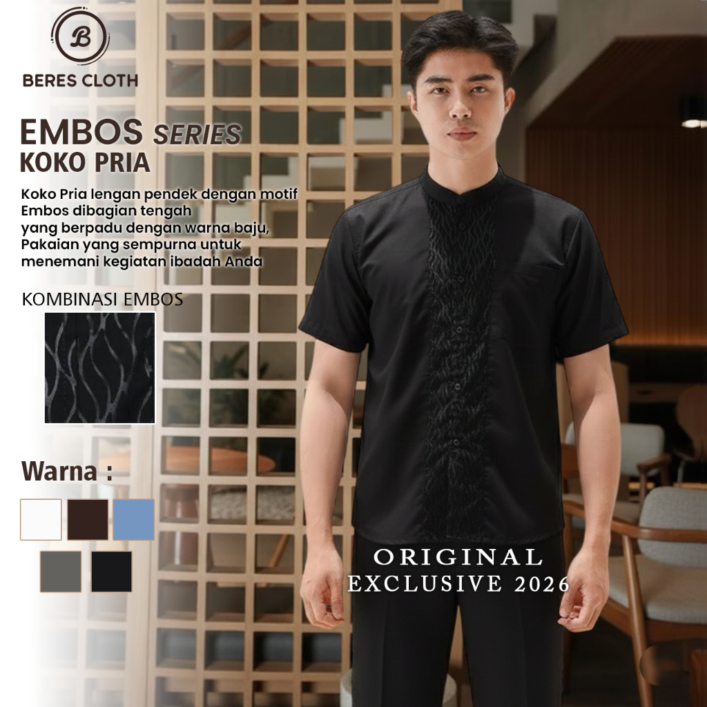 Baju Koko Dewasa Busana Muslim Pria Tangan Pendek Ukuran M L XL XXL Bahan Katun Toyobo Berkualitas