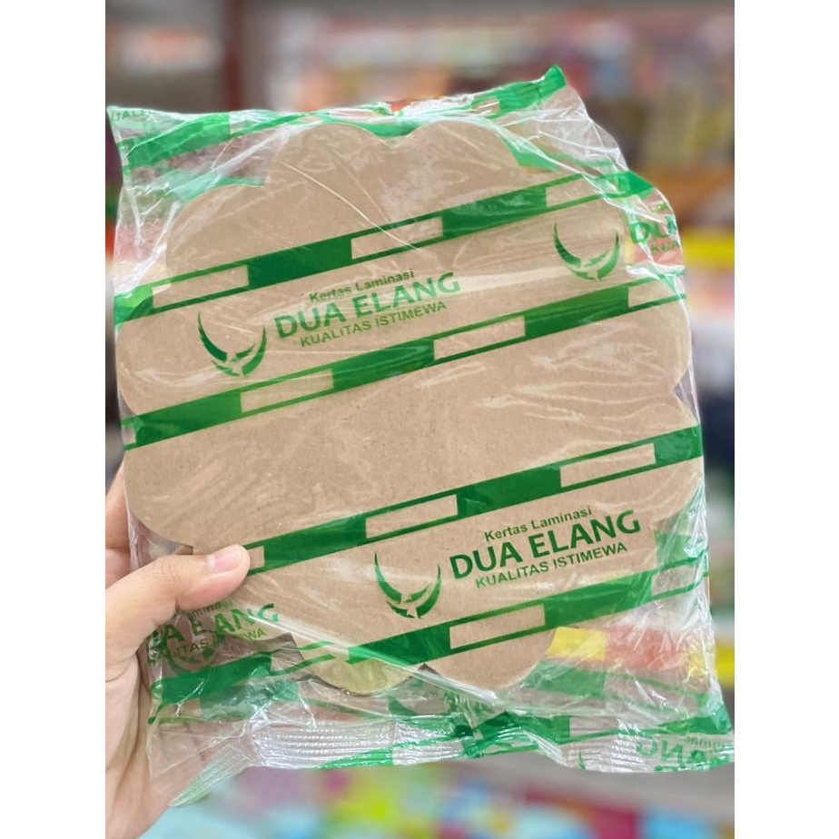 Kertas Nasi Coklat Motif Bunga / Kertas Minyak / Samir Kecil /Alas Piring Rotan Merk Okey dan Dua El