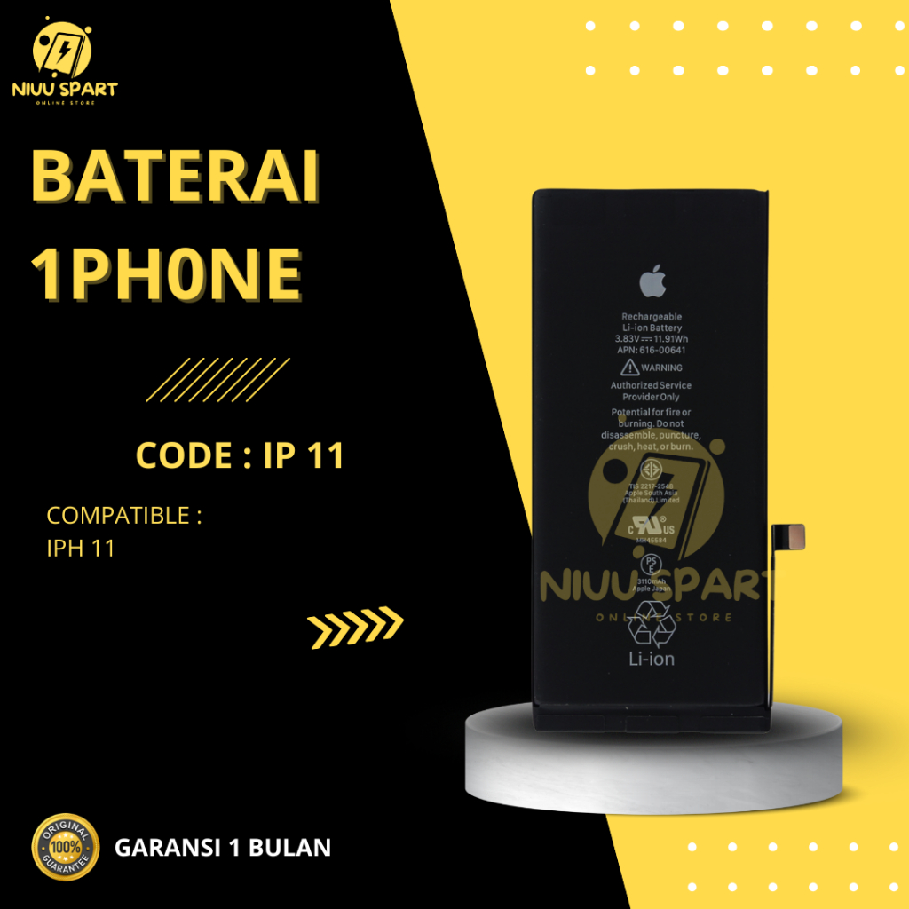 BATERAI BATTERY IPHONE 11 DOUBLE [IC POWER] ORIGINAL