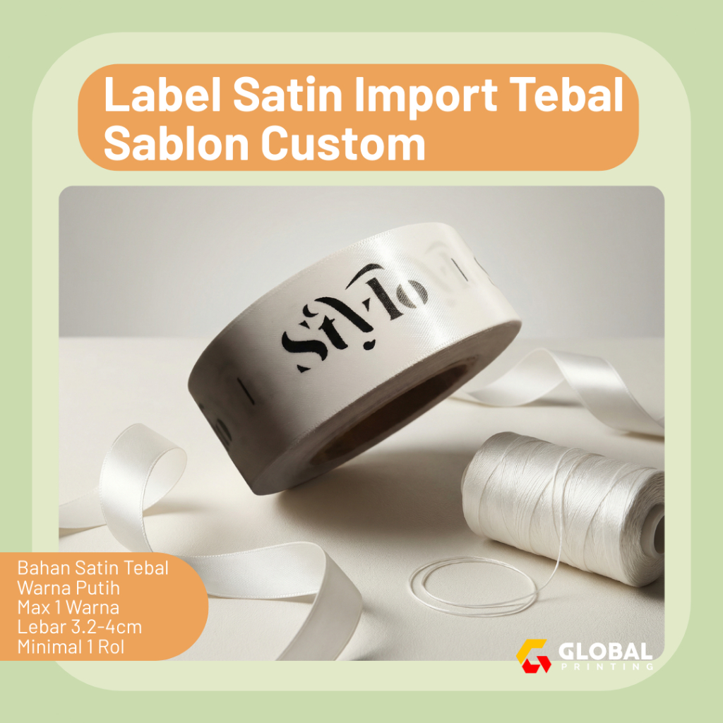 Label Satin Import Tebal Sablon Label Baju Merek Tag Wash Distro Butik