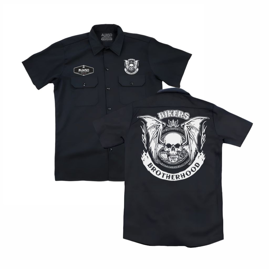 District Clothing kemeja Workshirt Bikers Brotherhood unisex hitam