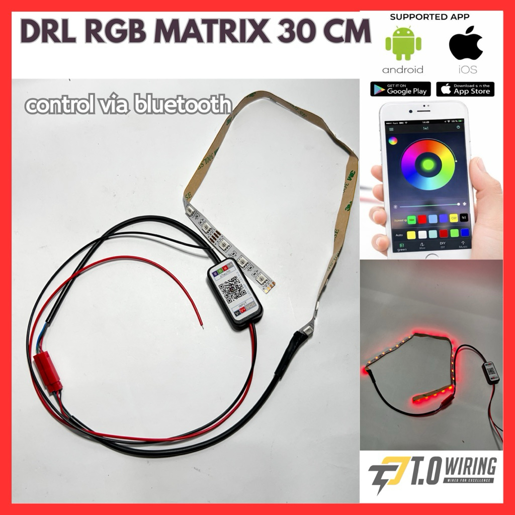 LAMPU ALIS GEPENG DRL 30 CM RGB BLUETOOTH CONTROLLER 24 LED | ALIS 30 CM RGB LAMPU ALIS 30 CM RGB DE