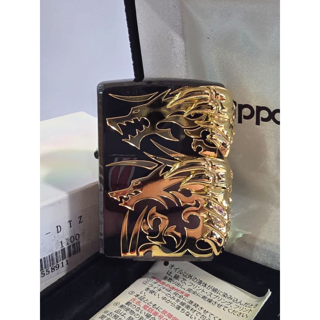 Original Zippo Twin Dragon Claw 3D Silver Amp; Gold Plated Limited Japan