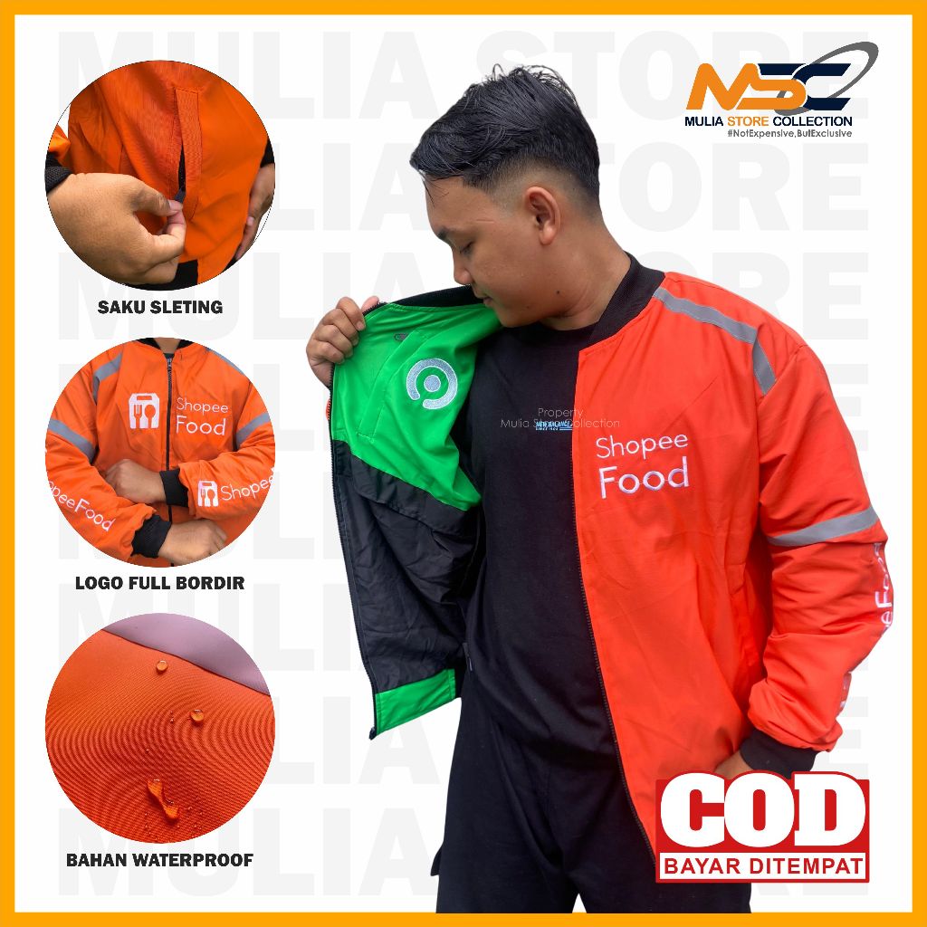 Jaket Bomber SF GJK Bolak Balik / Jaket Ojol Bolak Balik GJK SFOOD Terbaru / Jaket Bomber Waterproof
